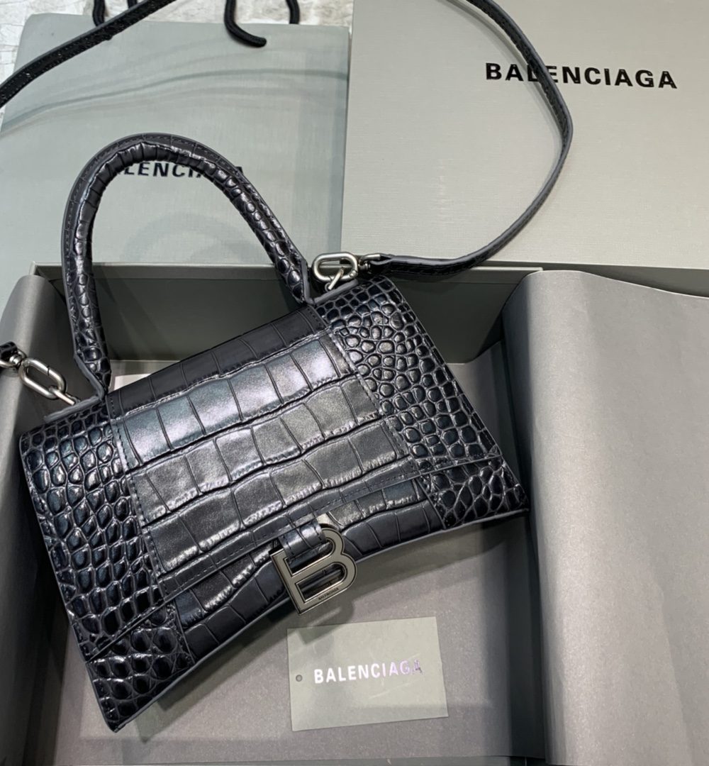 Balenciaga Hourglass Small Handbag In Dark Grey, For Women, Women's Bags 9in/23cm 5935461LR6Y1309