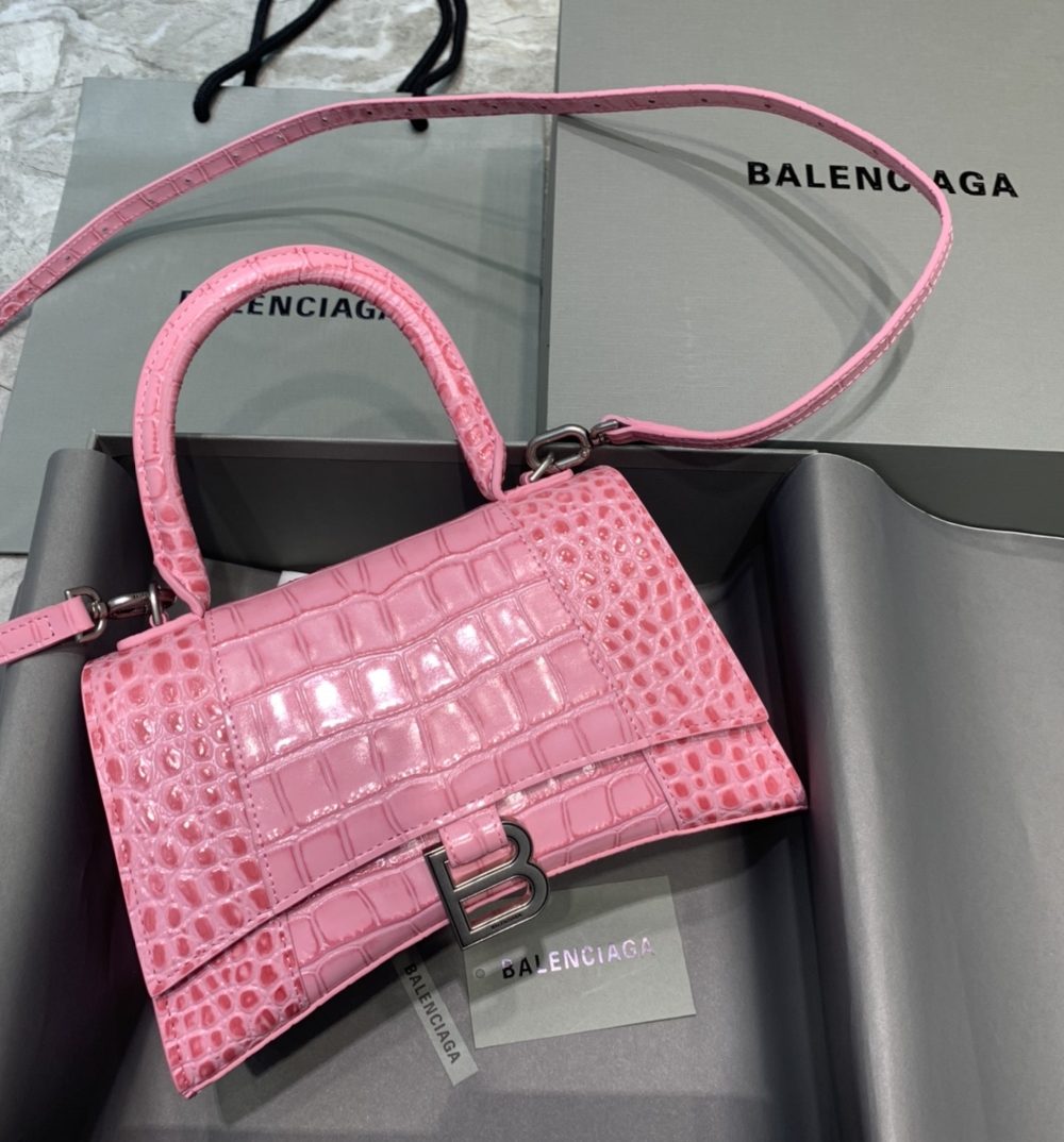 Balenciaga Hourglass Small Handbag In Dark Pink, For Women, Women's Bags 9in/23cm