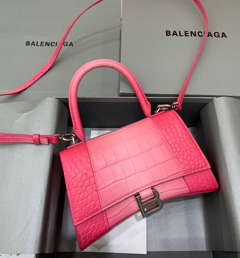 Balenciaga Hourglass Small Handbag In Pink, For Women, Women's Bags 9in/23cm 5935462107U5812