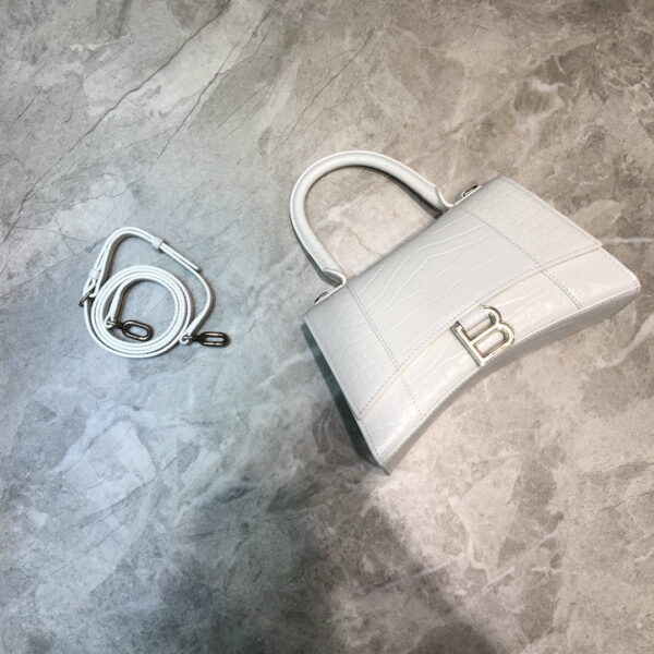 Balenciaga Hourglass Small Handbag In White, For Women, Women's Bags 9in/23cm 5935461LR6Y9016