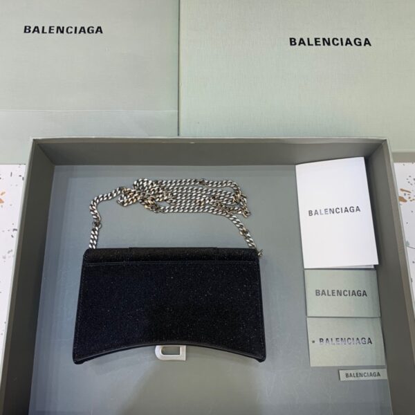 Balenciaga Hourglass Wallet On Chain in Black, For Women, Women's Bags 7.6in/19cm 6560502102G1000