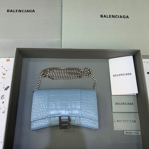 Balenciaga Hourglass Wallet On Chain in Blue, For Women, Women's Bags 7.6in/19cm