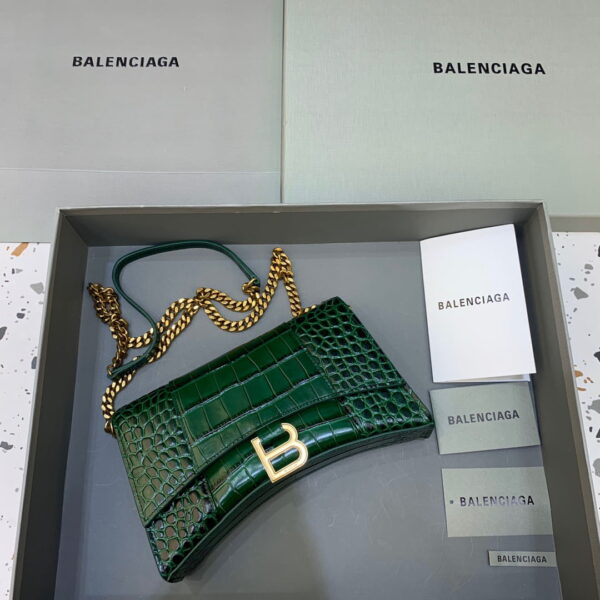 Balenciaga Hourglass Wallet On Chain in Dark Green, For Women, Women's Bags 9in/23cm