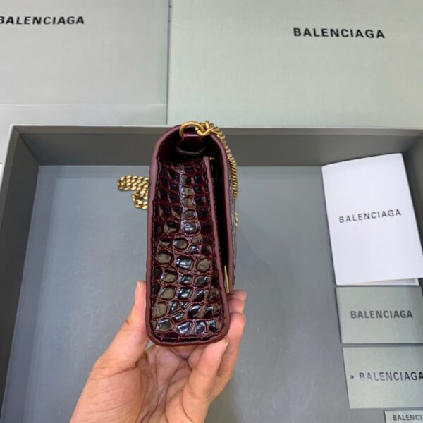 Balenciaga Hourglass Wallet On Chain in Dark Red, For Women, Women's Bags 7.6in/19cm