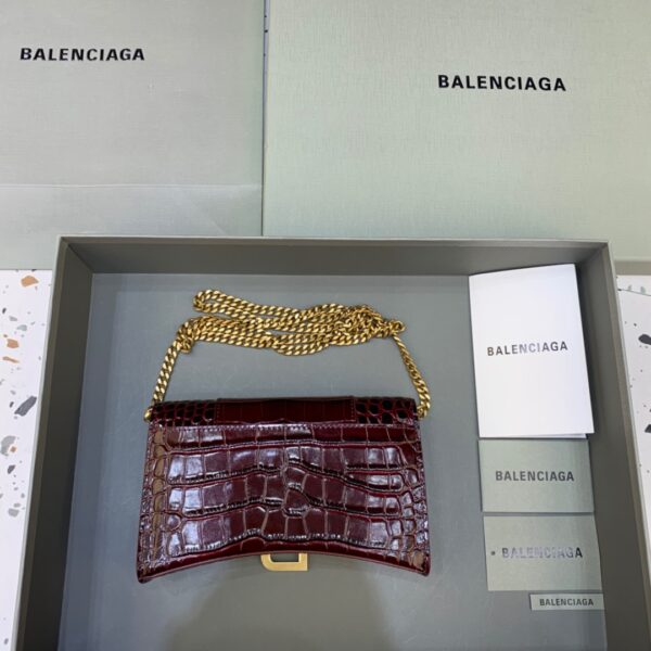 Balenciaga Hourglass Wallet On Chain in Dark Red, For Women, Women's Bags 7.6in/19cm