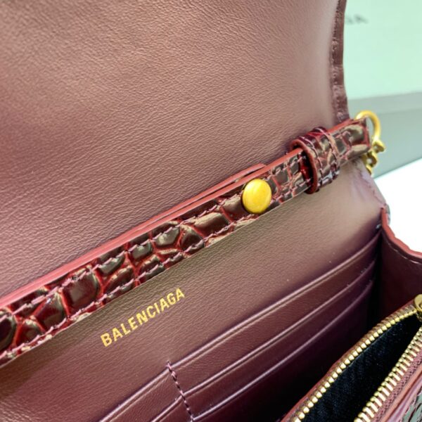 Balenciaga Hourglass Wallet On Chain in Dark Red, For Women, Women's Bags 7.6in/19cm