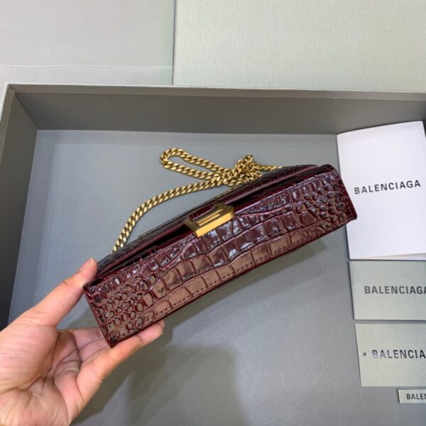 Balenciaga Hourglass Wallet On Chain in Dark Red, For Women, Women's Bags 7.6in/19cm