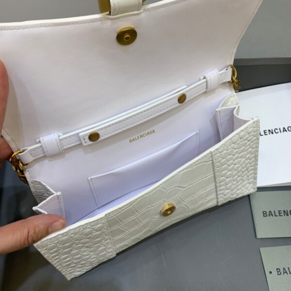 Balenciaga Hourglass Wallet On Chain in White, For Women, Women's Bags 9in/23cm