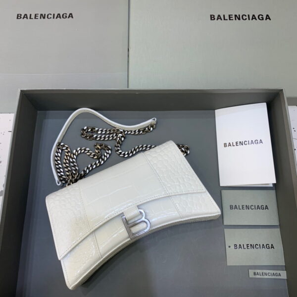 Balenciaga Hourglass Wallet On Chain in White, For Women, Women's Bags 9in/23cm