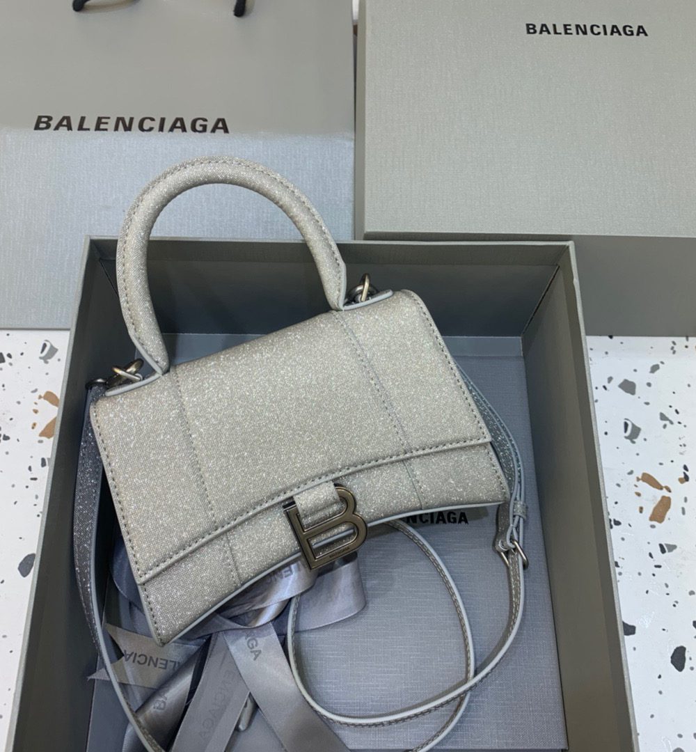 Balenciaga Hourglass XS Handbag In Grey, For Women, Women's Bags 7.4in/19cm 5928332102G1501