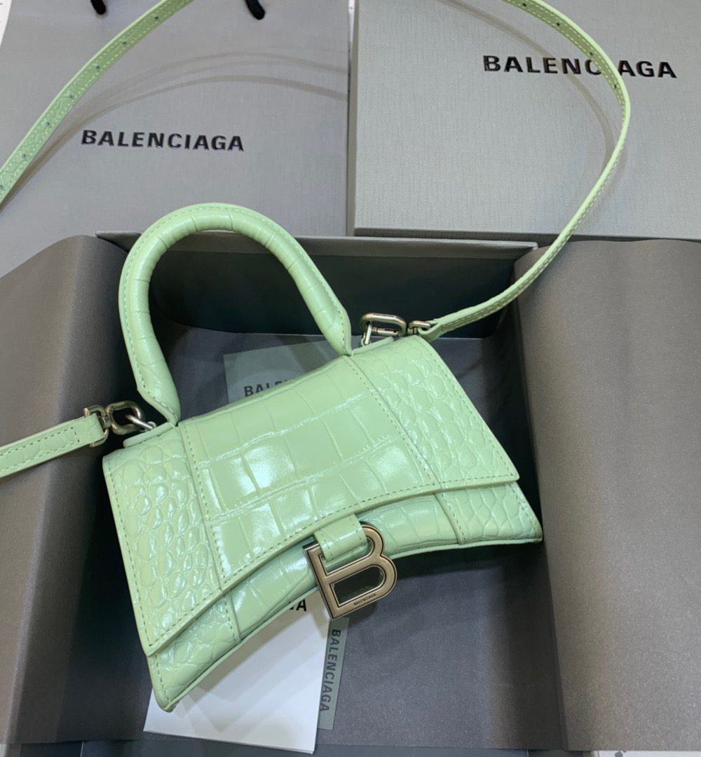 Balenciaga Hourglass XS Handbag In Light Green, For Women, Women's Bags 7.4in/19cm