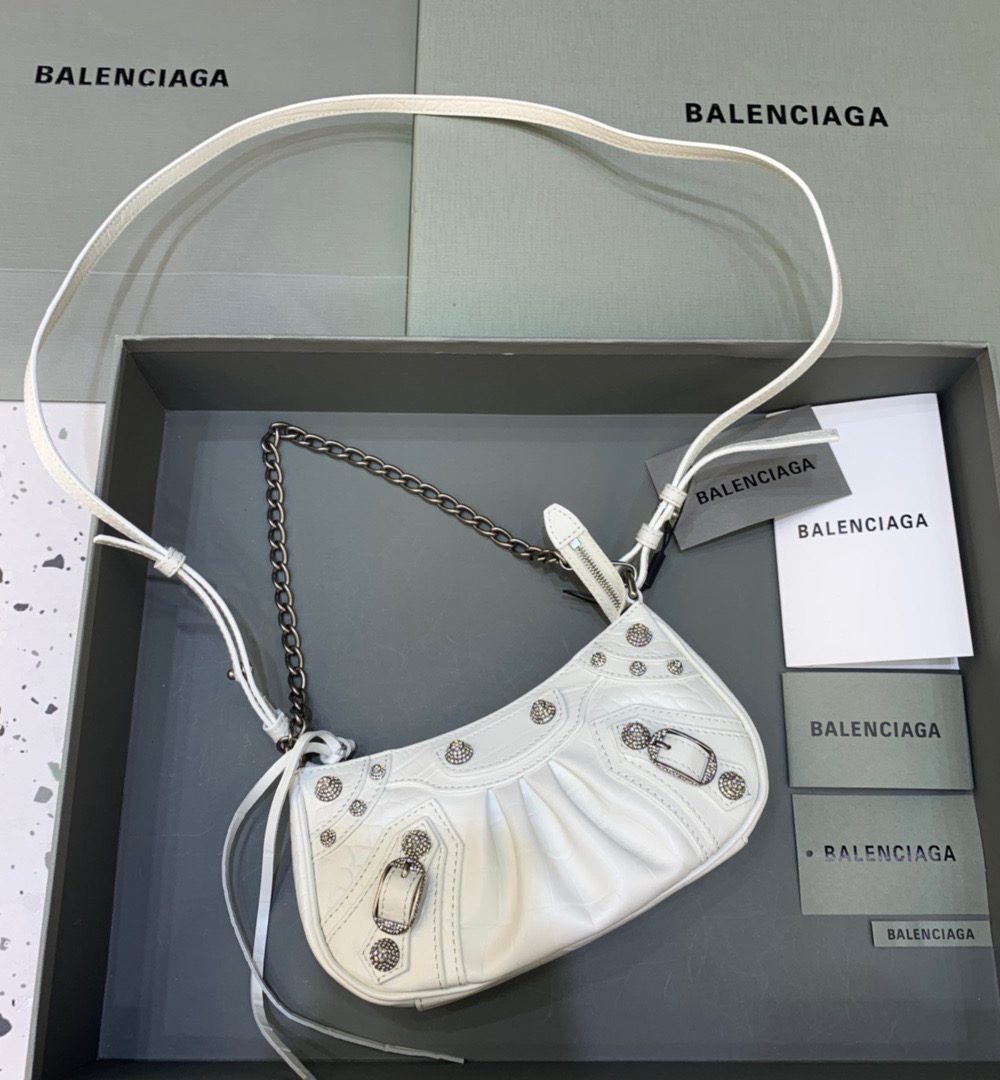 Balenciaga Le Cagole Mini Bag With Chain In White, For Women, Women's Bags 8.2in/21cm 69581423EBY9016