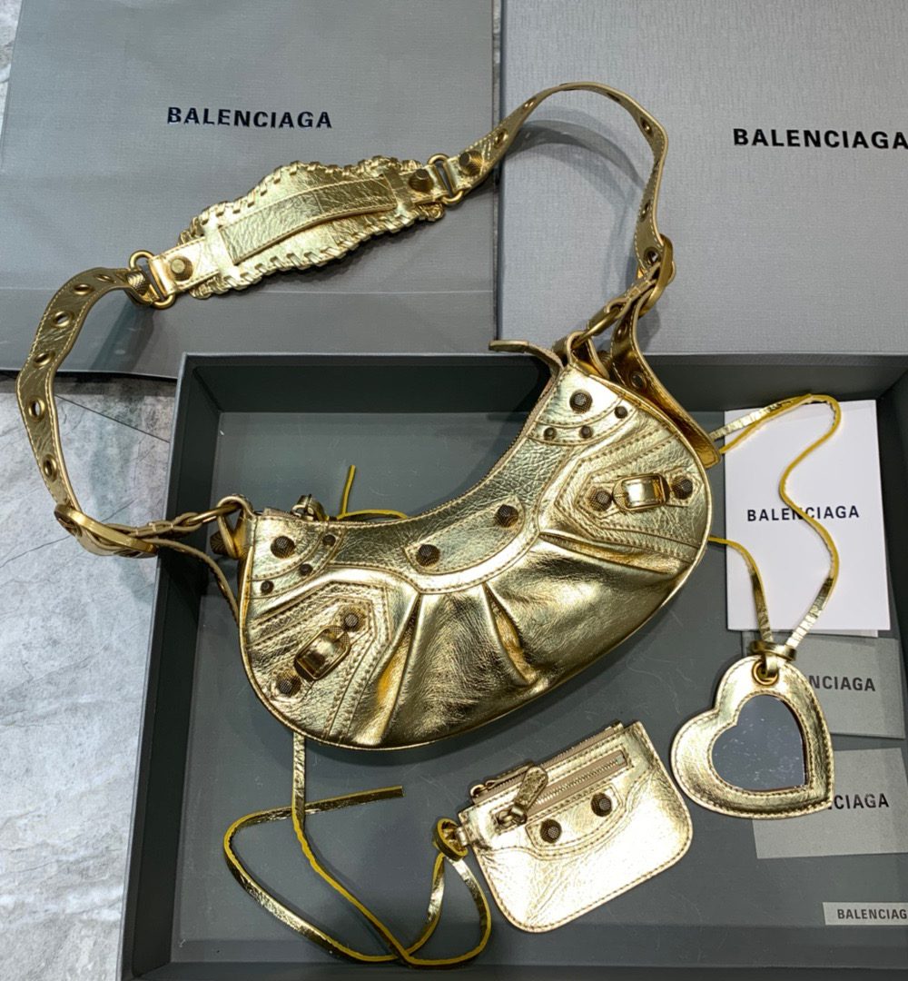 Balenciaga Le Cagole XS Shoulder Bag In Gold, For Women, Women's Bags 10.2in/26cm 6713090GT3M8005