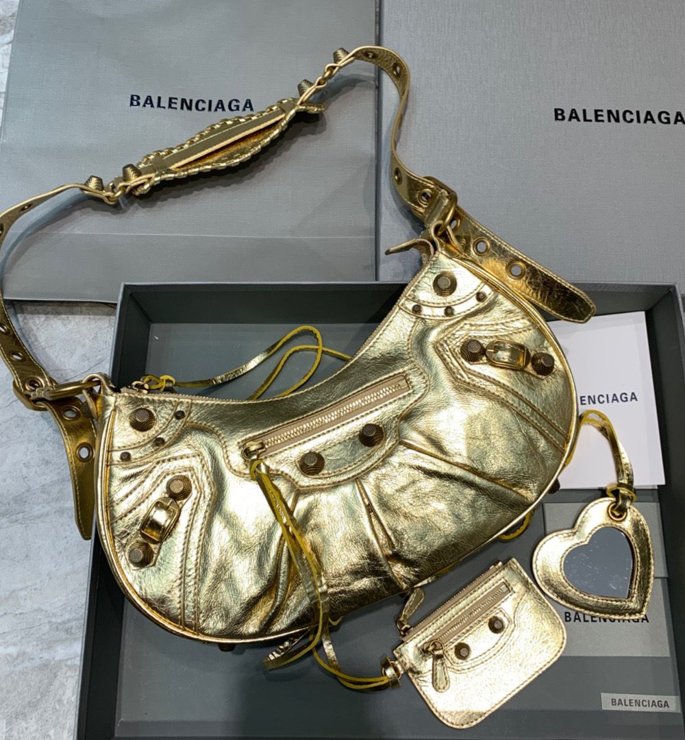Balenciaga Le Cagole XS Shoulder Bag In Gold, For Women, Women's Bags 13in/33cm