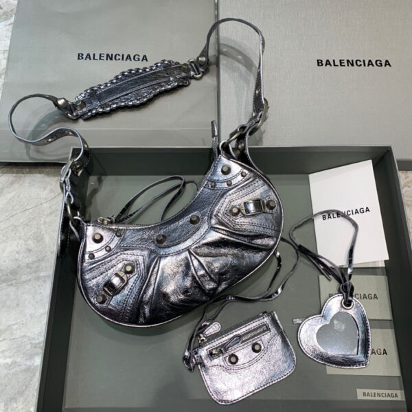 Balenciaga Le Cagole XS Shoulder Bag In Sliver, For Women, Women's Bags 10.2in/26cm
