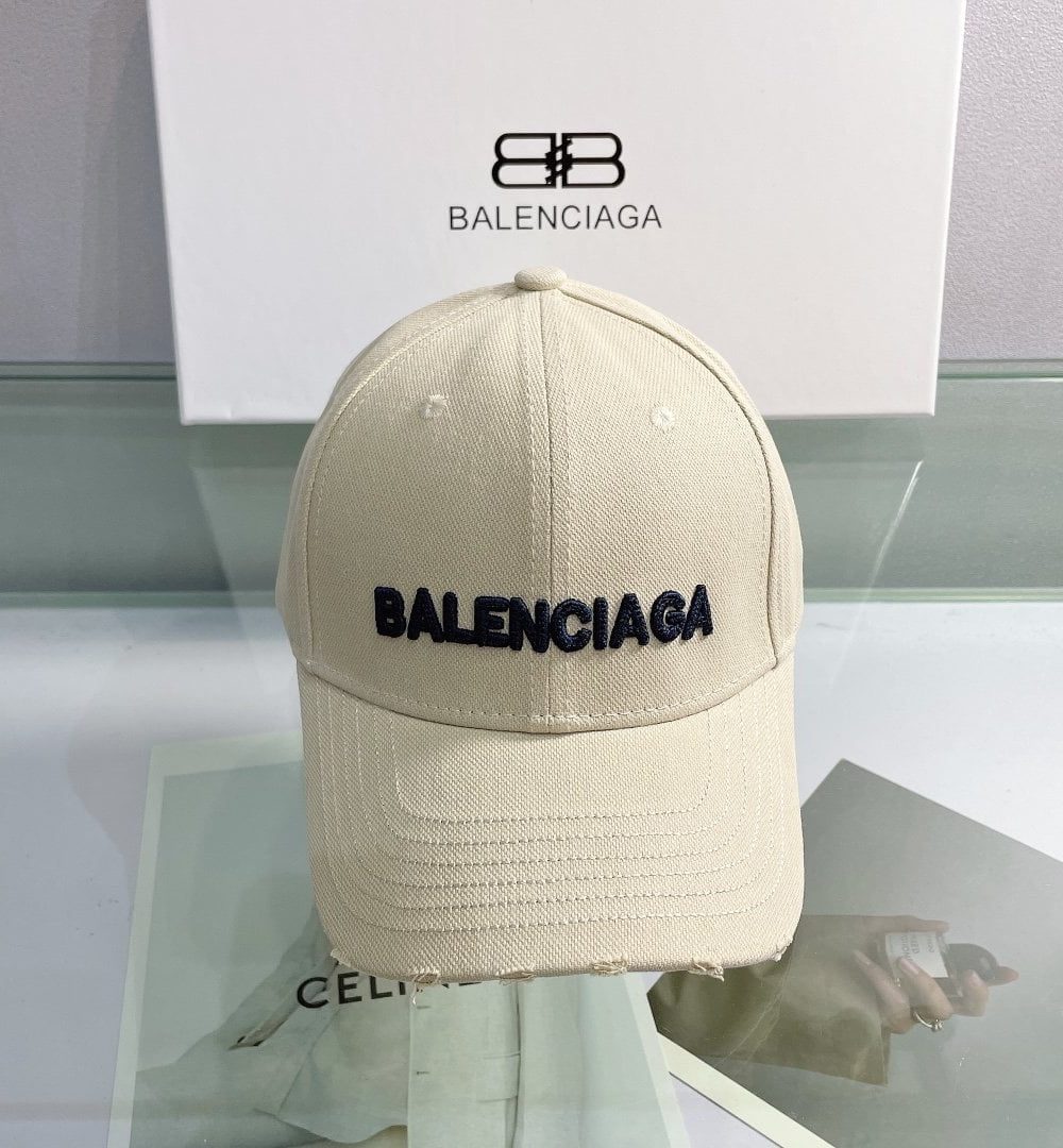 Balenciaga Logo Front Cap In Beige