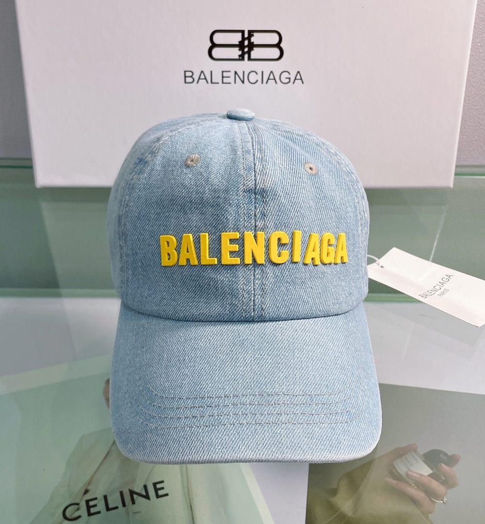 Balenciaga Logo Front Cap In Blue