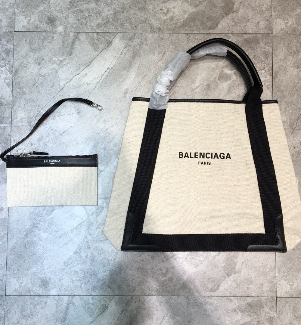 Balenciaga Navy Medium Cabas Tote Bag In Black, For Women, Women's Bags 14.1in/36cm 5812922HH3N9260