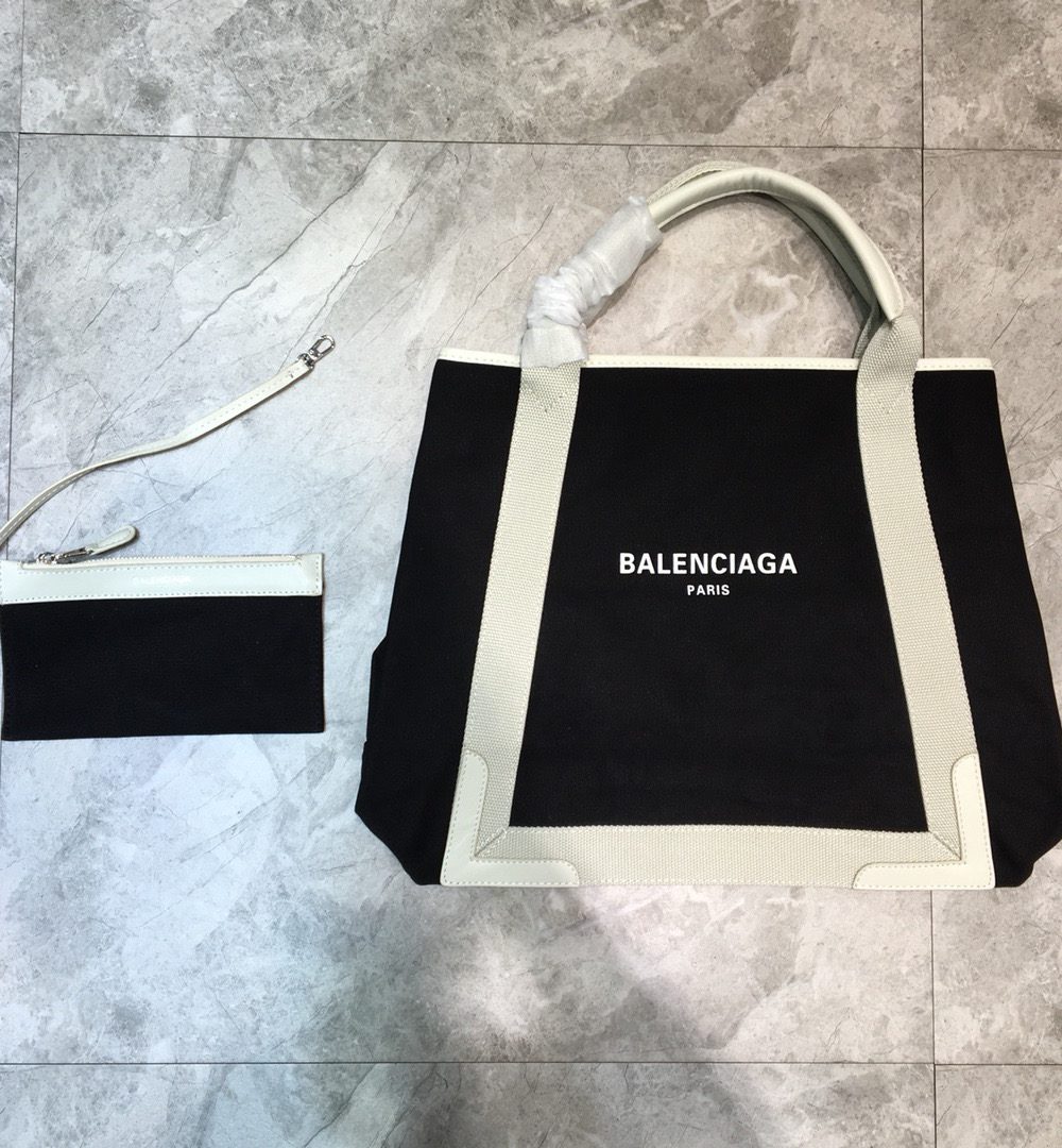 Balenciaga Navy Medium Cabas Tote Bag In White, For Women, Women's Bags 14.1in/36cm