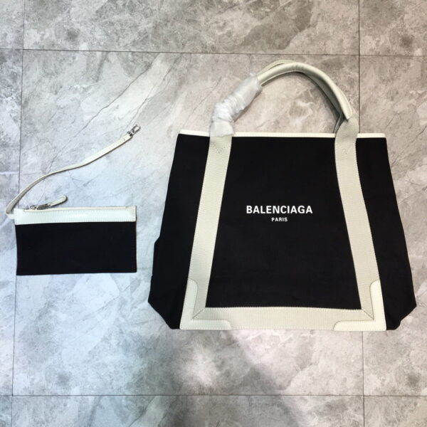 Balenciaga Navy Medium Cabas Tote Bag In White, For Women, Women's Bags 14.1in/36cm