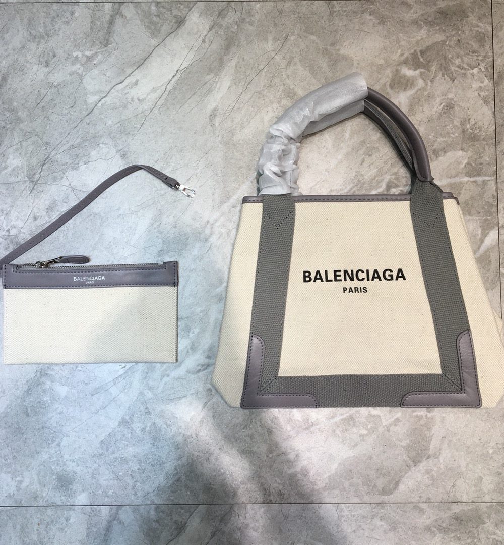Balenciaga Navy Small Cabas Tote Bag In Gray, For Women, Women's Bags 18.5in/47cm