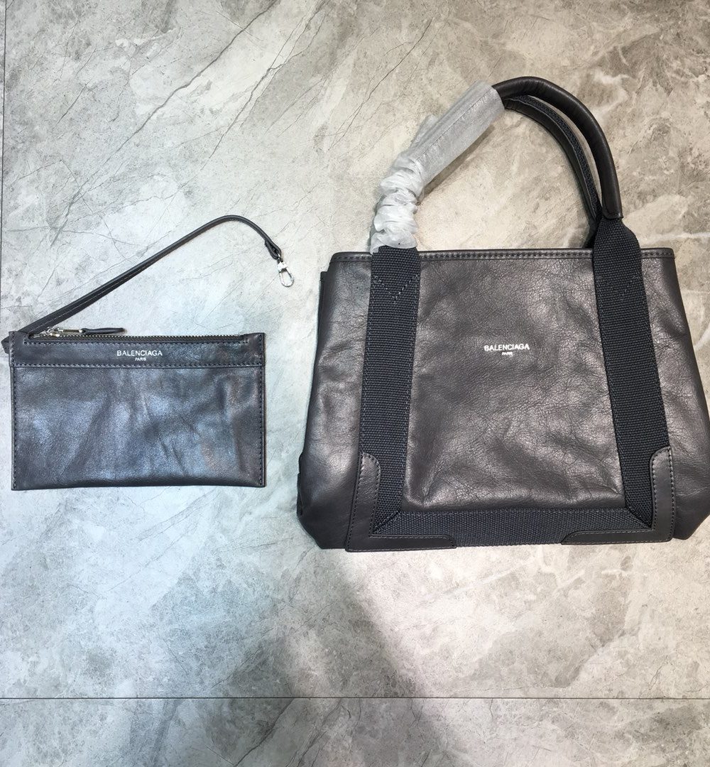 Balenciaga Navy Small Cabas Tote Bag In Gray, For Women, Women's Bags 18.5in/47cm