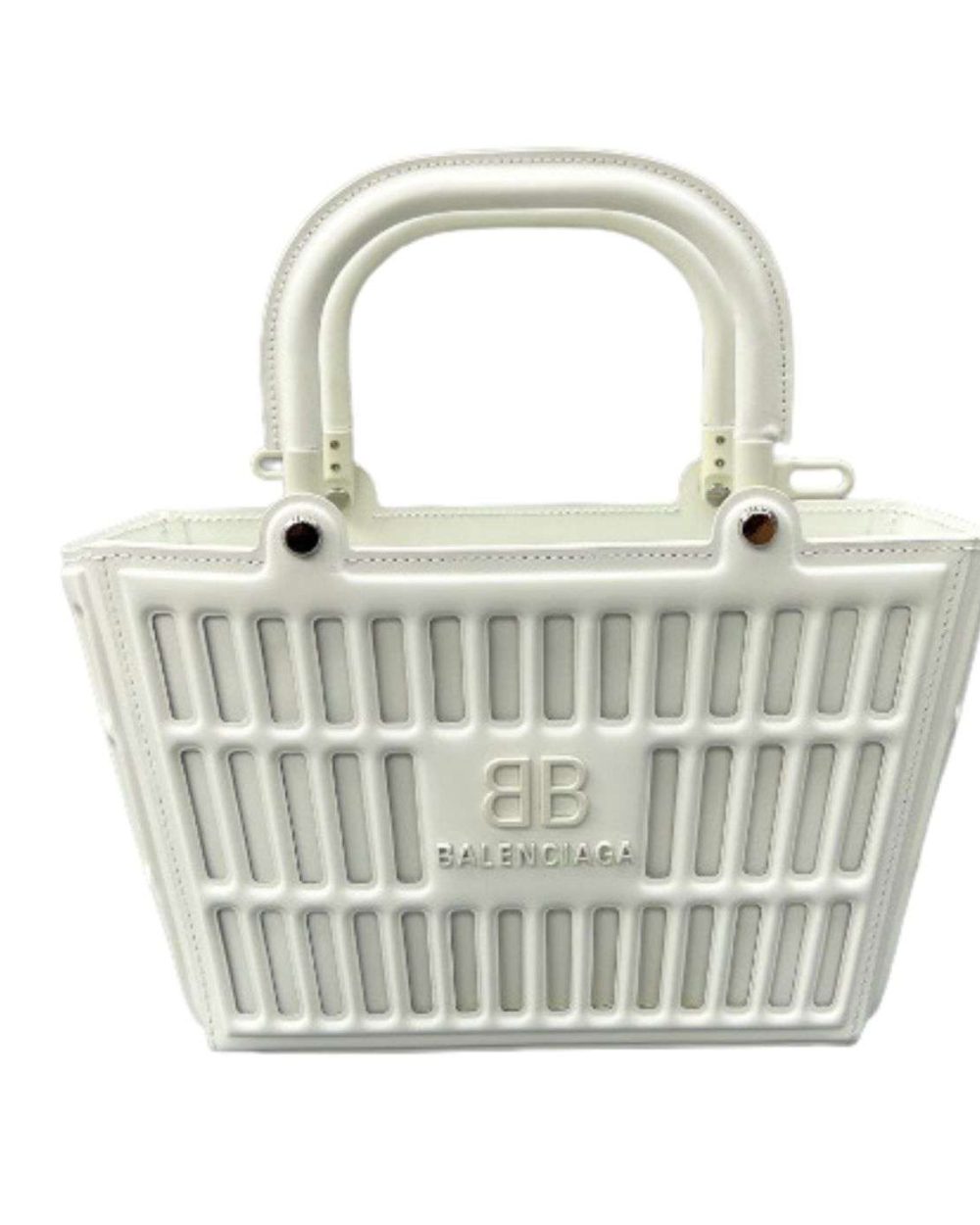 Balenciaga Small Mag Basket Bag White/Black For Women 11in/28cm