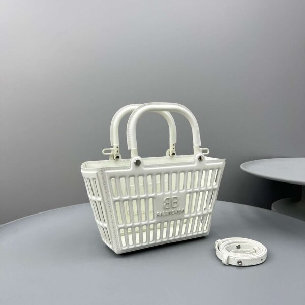 Balenciaga Small Mag Basket Bag White/Black For Women 11in/28cm