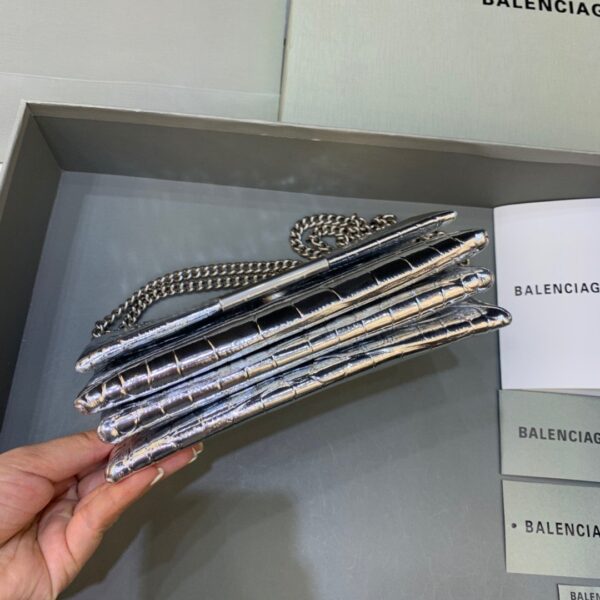 Balenciaga Triplet Small Bag Crocodile Embossed Silver, For Women, Women's Bags 8.3in/21cm