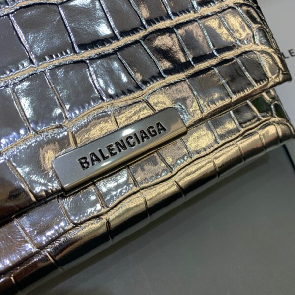 Balenciaga Triplet Small Bag Crocodile Embossed Silver, For Women, Women's Bags 8.3in/21cm