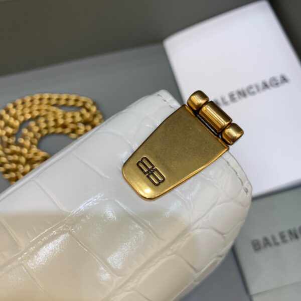 Balenciaga Triplet Small Bag Crocodile Embossed White, For Women, Women's Bags 8.3in/21cm