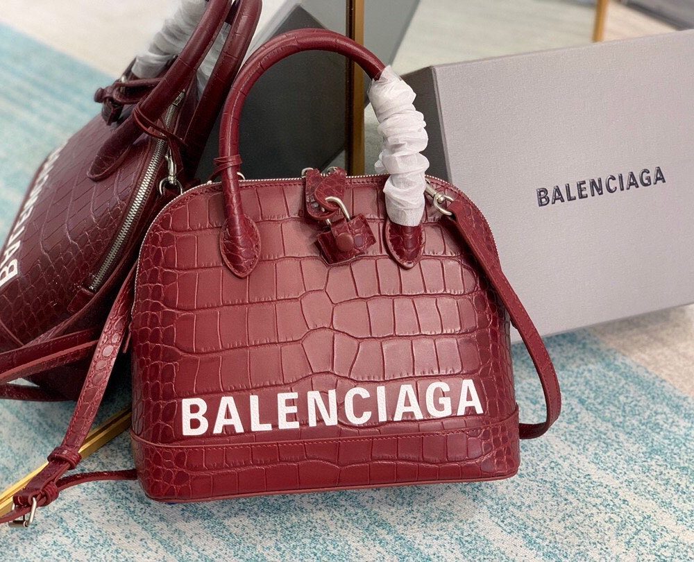 Balenciaga Ville Small Handbag In Dark Red, For Women, Women's Bags 10.2in/26cm
