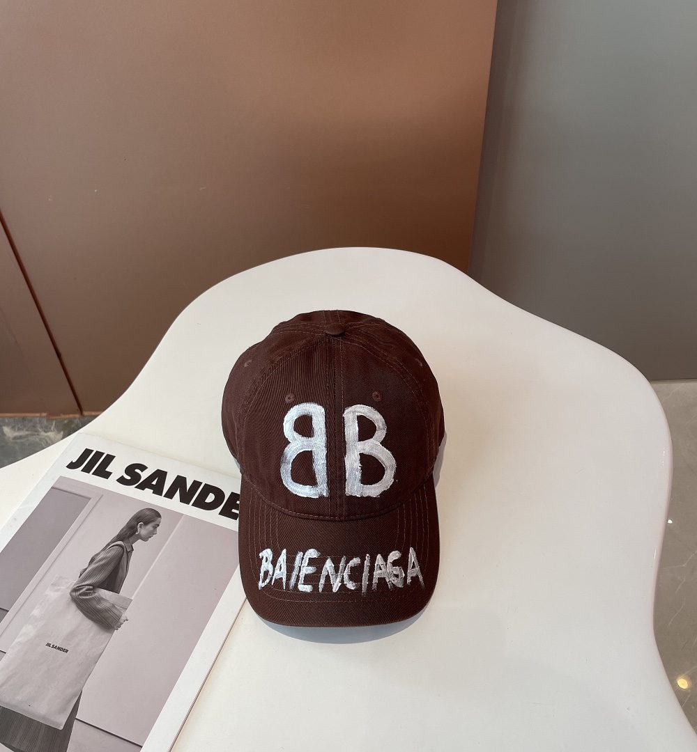 Balenciage BB Sprayed Brown Cap
