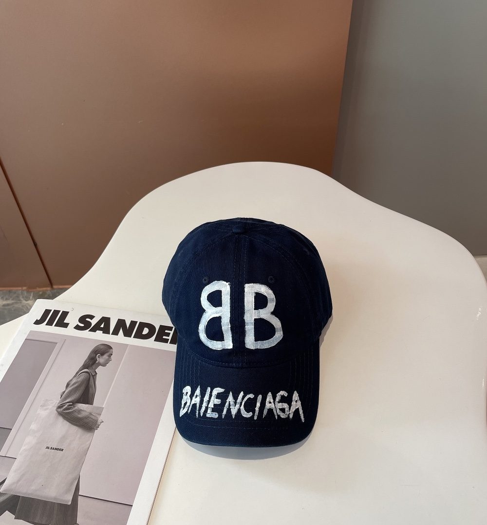 Balenciage BB Sprayed Dark Blue Cap