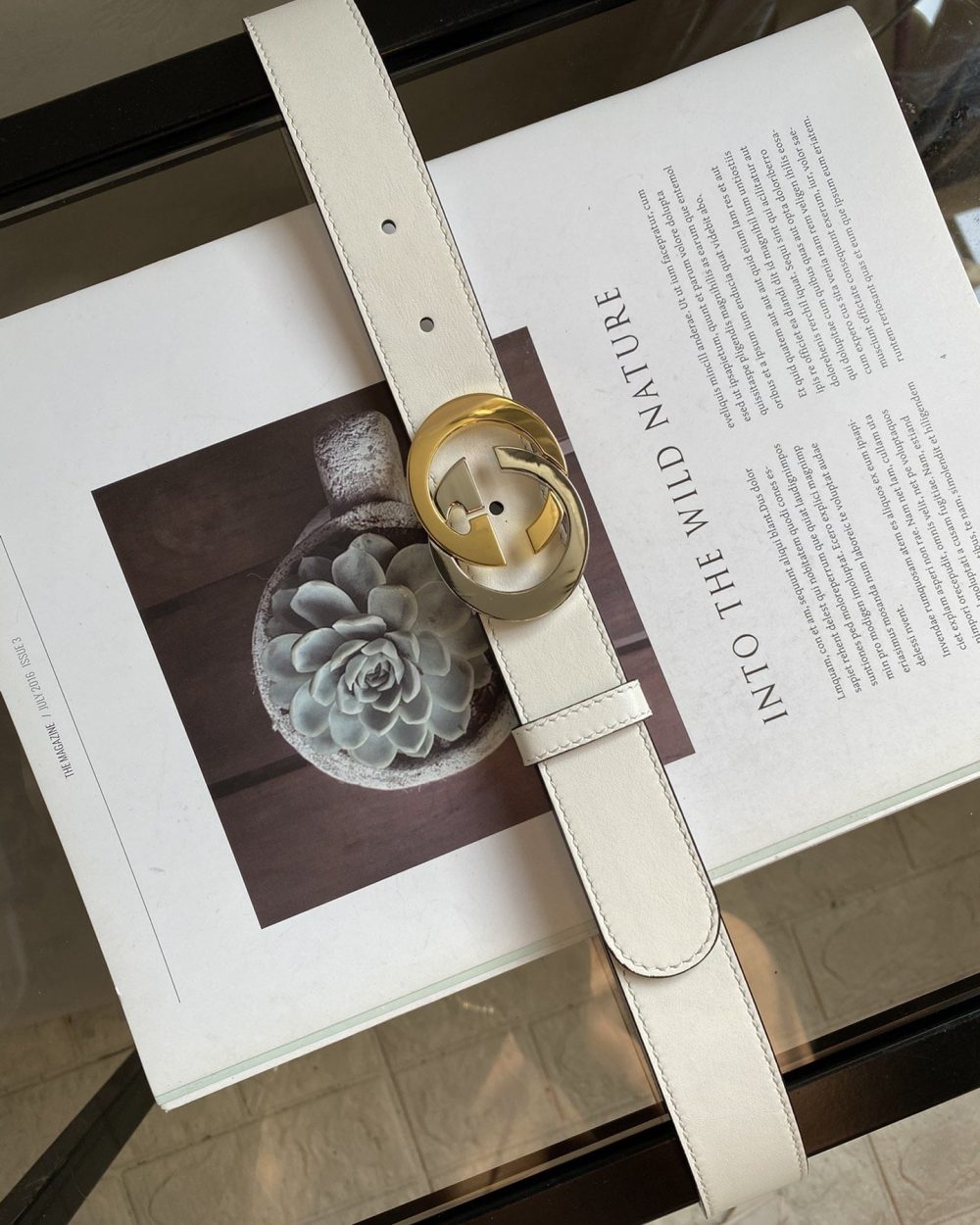 1:1 Replica Belt With Interlocking G Buckle White GG, Women Belt 574807