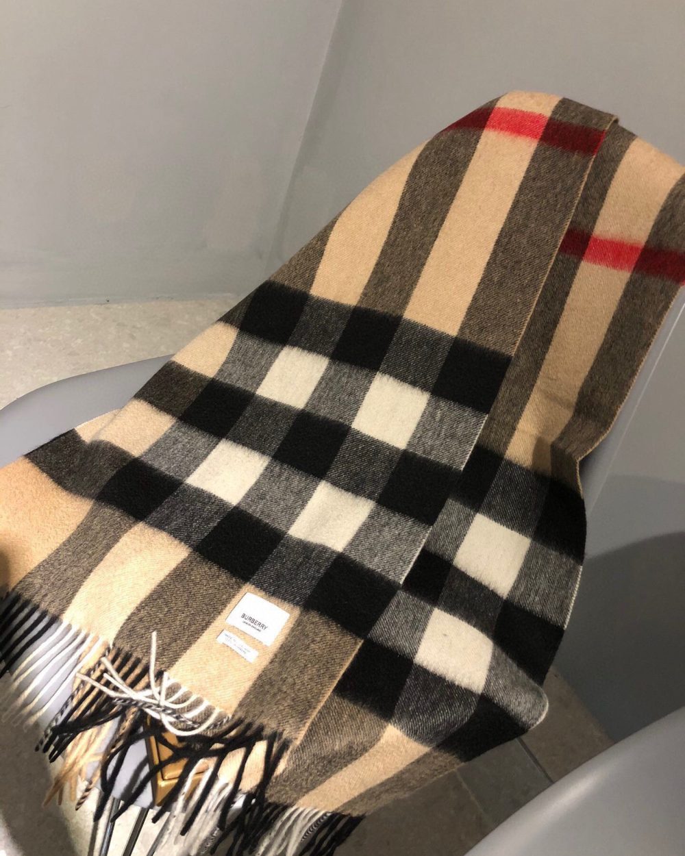 Burberry The Classic Check Cashmere Brown 66in/168cm