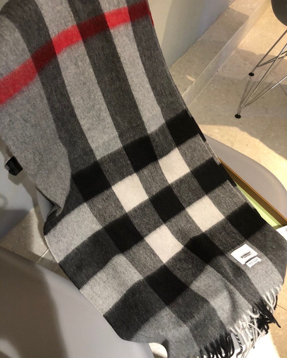 Burberry The Classic Check Cashmere Grey 66in/168cm