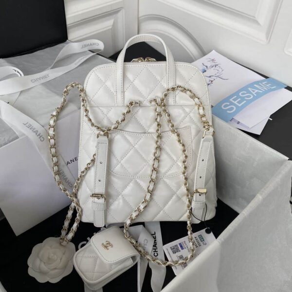 [REP 1:1] CC Rucksack Backpack Black/White/Pink/ Steel Blue For Women 7.1in / 18cm AS3332