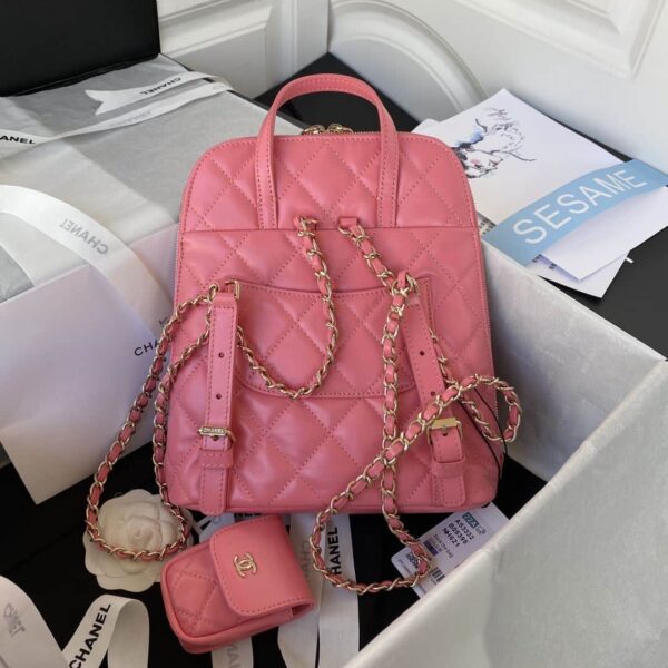 [REP 1:1] CC Rucksack Backpack Black/White/Pink/ Steel Blue For Women 7.1in / 18cm AS3332
