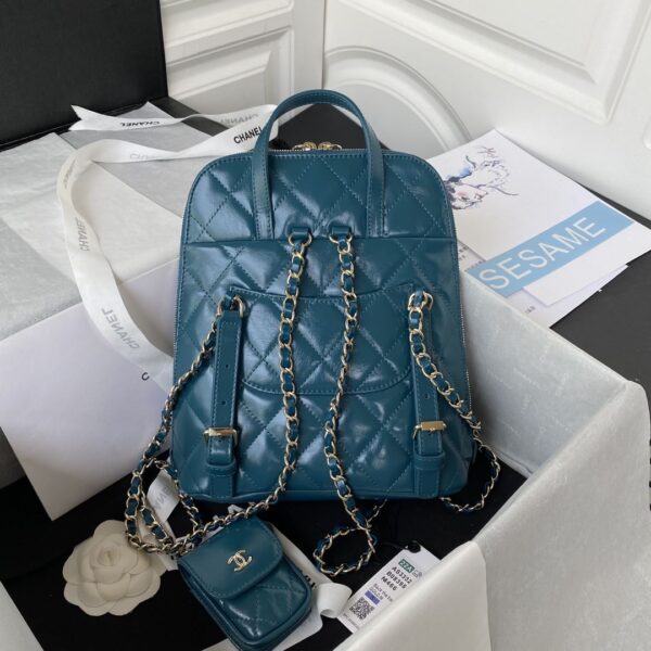 [REP 1:1] CC Rucksack Backpack Black/White/Pink/ Steel Blue For Women 7.1in / 18cm AS3332