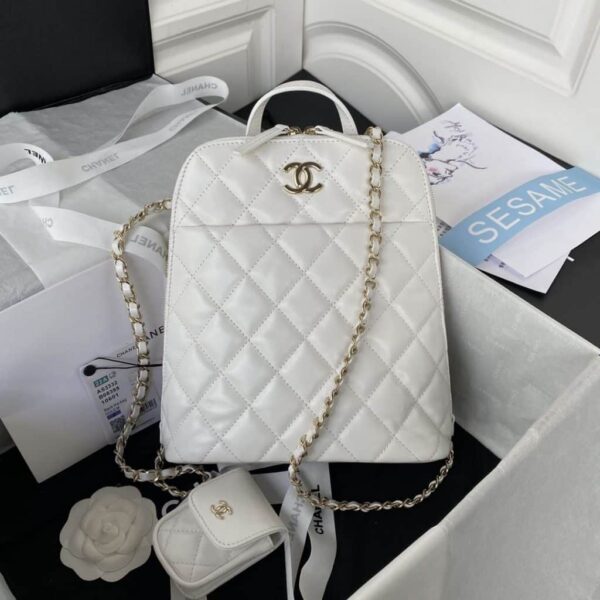 [REP 1:1] CC Rucksack Backpack Black/White/Pink/ Steel Blue For Women 7.1in / 18cm AS3332