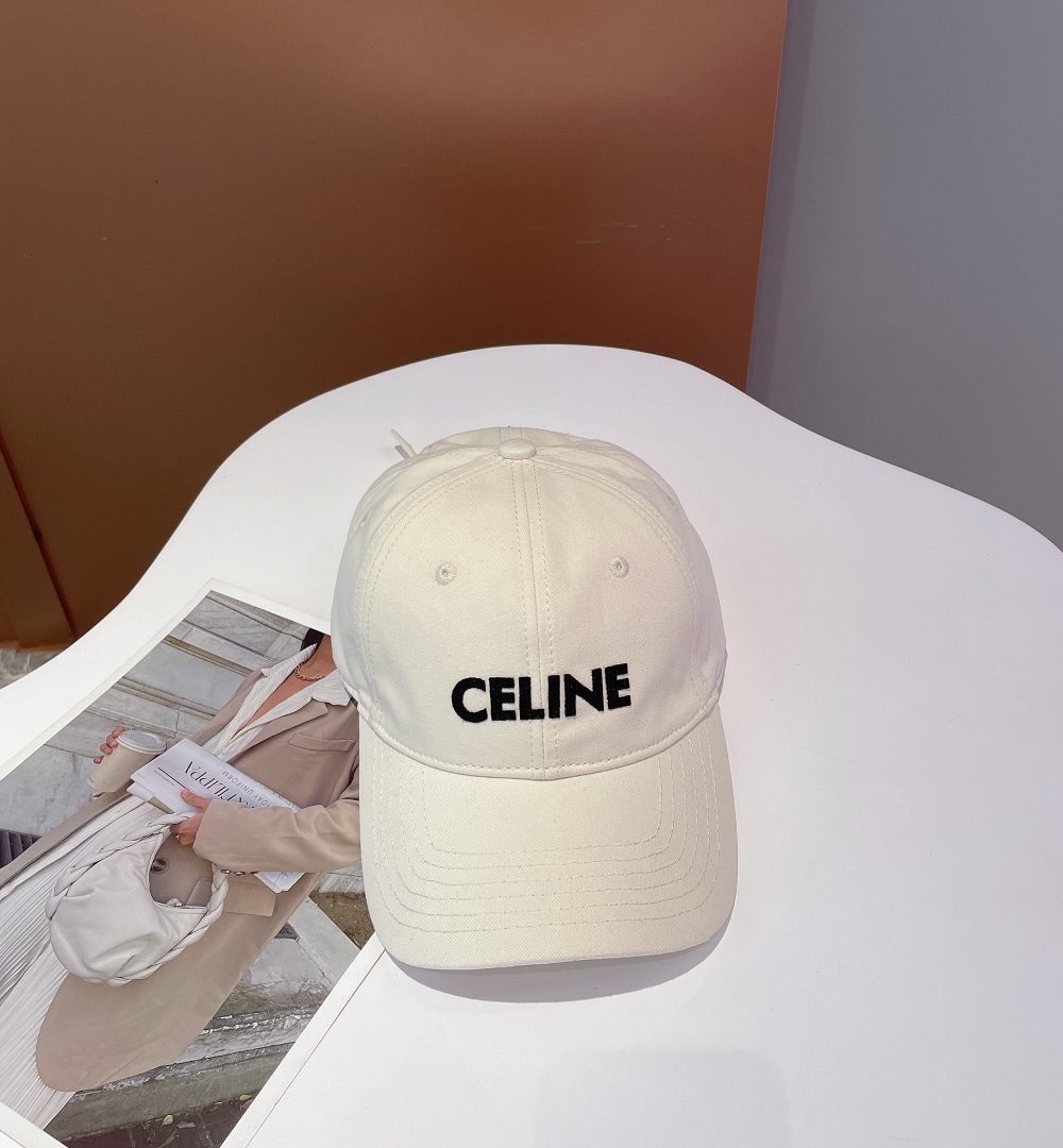 Celine Baseball Cap In Cotton Beige