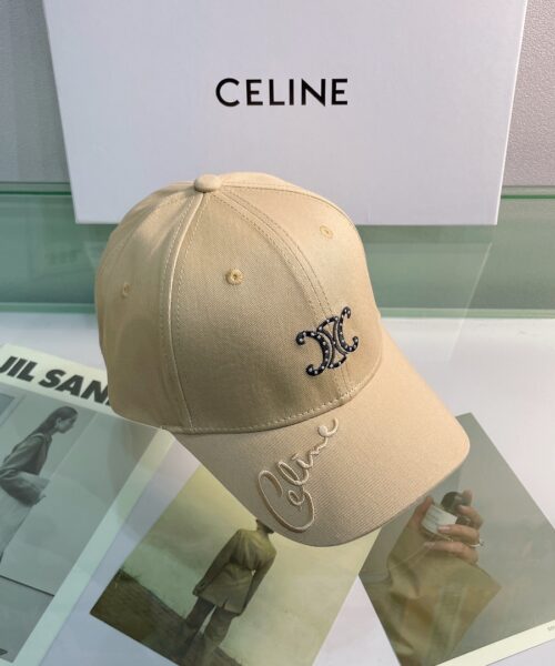 Celine Baseball Cap In Cotton Beige
