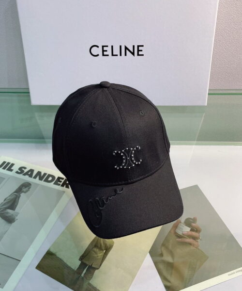 Celine Baseball Cap In Cotton Black