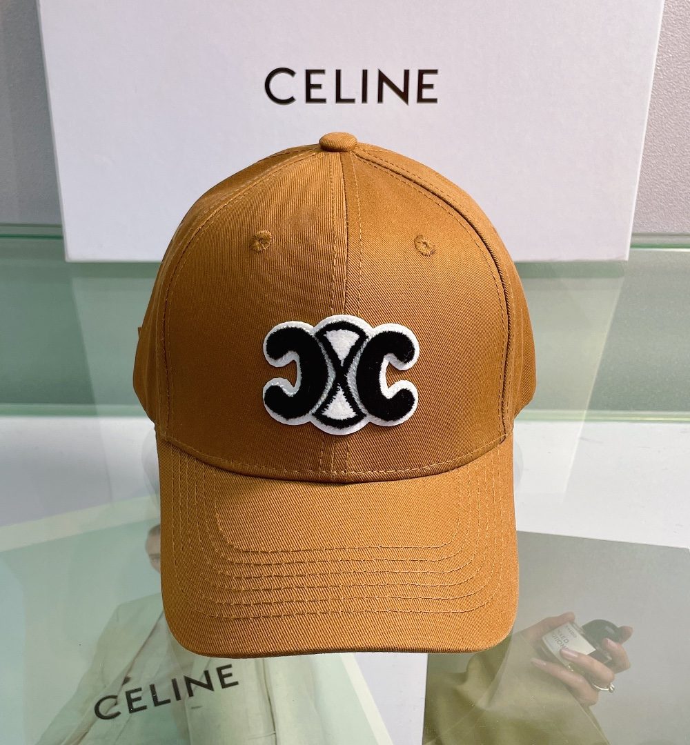 Celine Baseball Cap In Cotton Brown