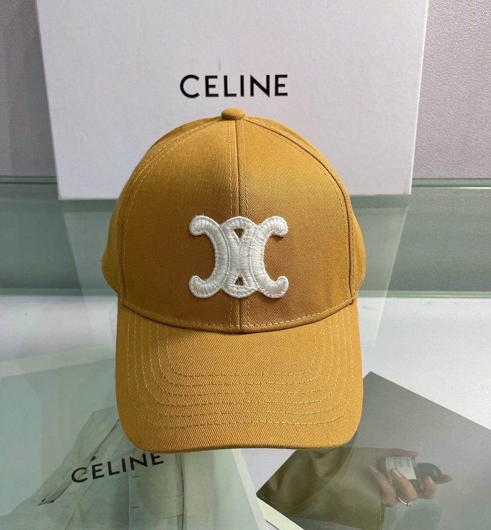 Celine Baseball Cap In Cotton Brown