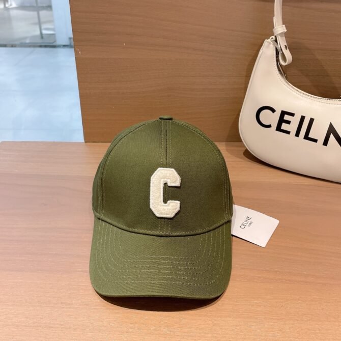 celine baseball cap in cotton dark green mbius