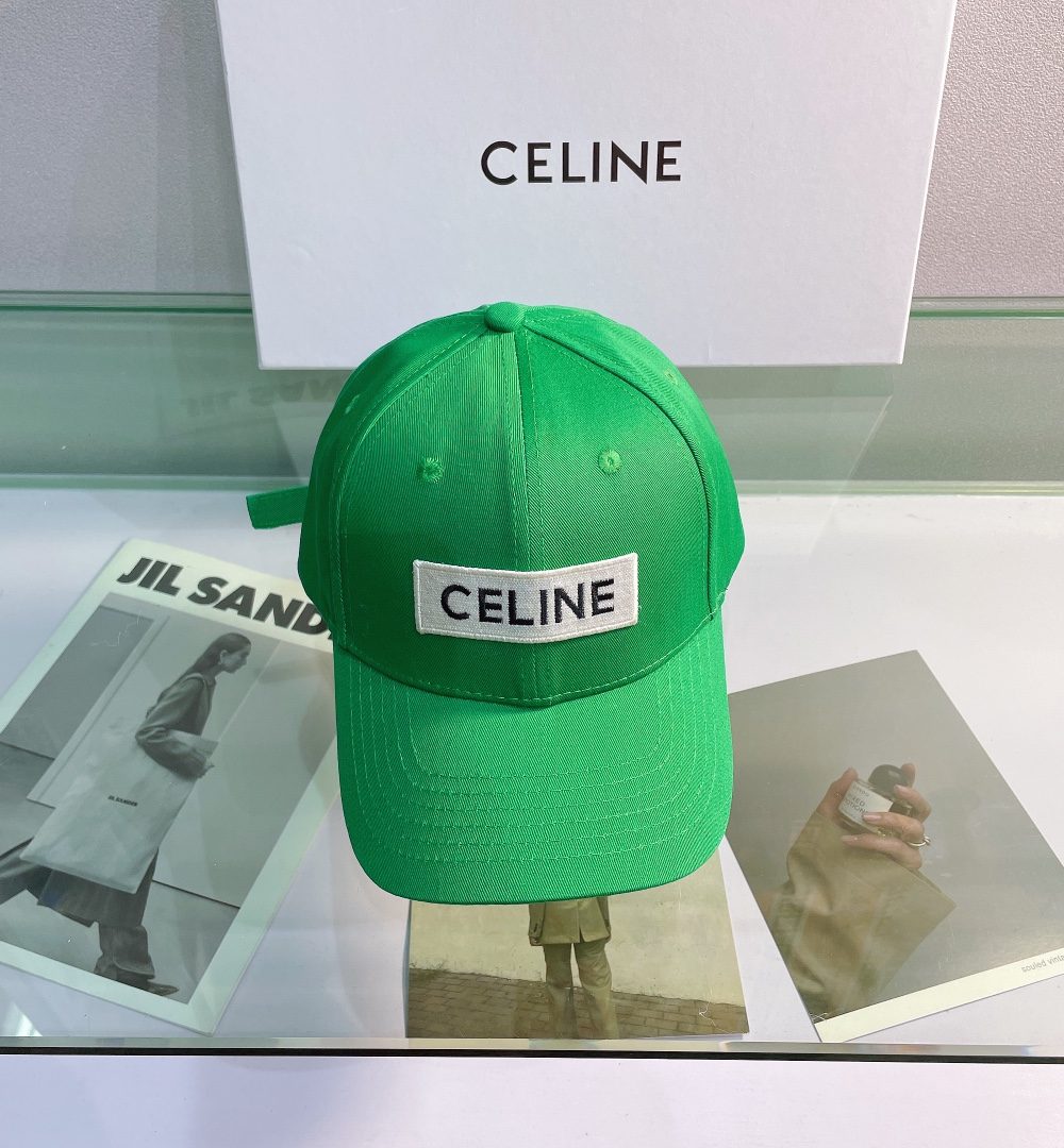 Celine Baseball Cap In Cotton Green