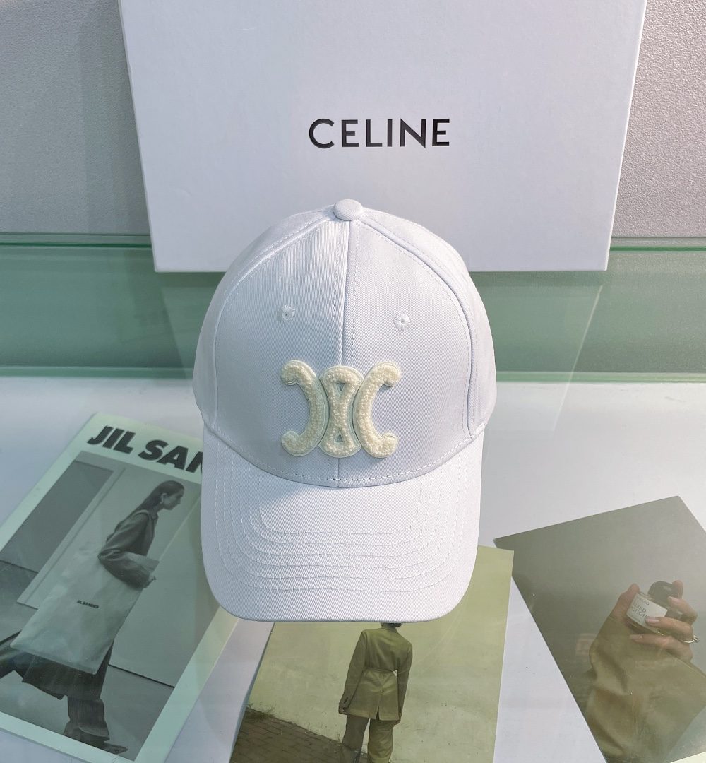 Celine Baseball Cap In Cotton White