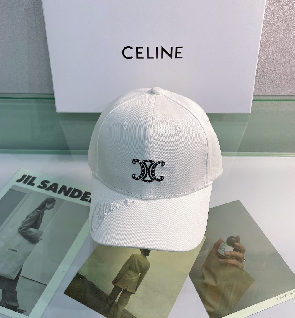 Celine Baseball Cap In Cotton White